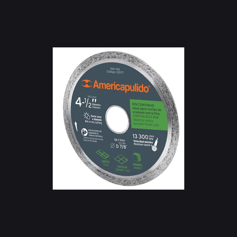 Disco Corte Diamantado Continuo 4 1/2 y 7 pulgadas